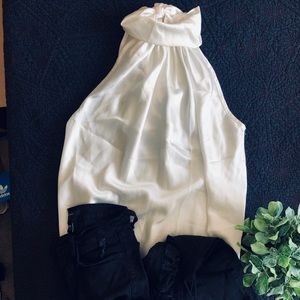 Bishop + Young White Silk Halter Top